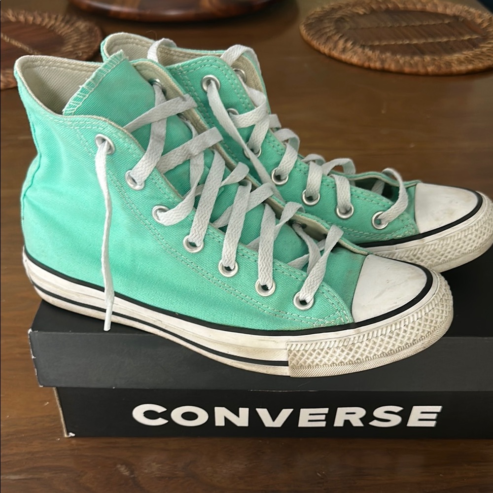 Converse High-Tops in Aqua and White